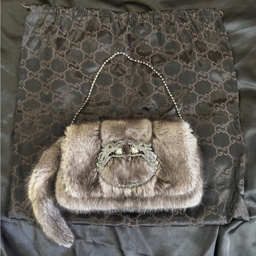 Gucci Tom Ford FW 2004 Mink Fur Dragon Bag